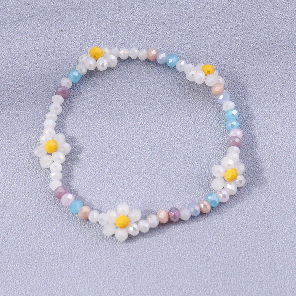 Wholesale Rice Beads Colorful Daisy Small Flowers Resin Bracelet